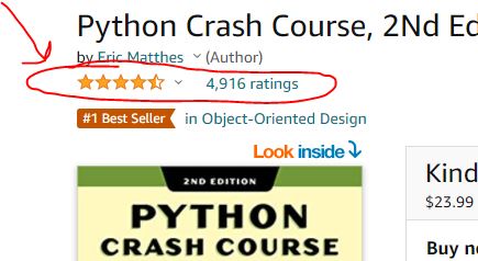 Python Crash Course Amazon Ratings